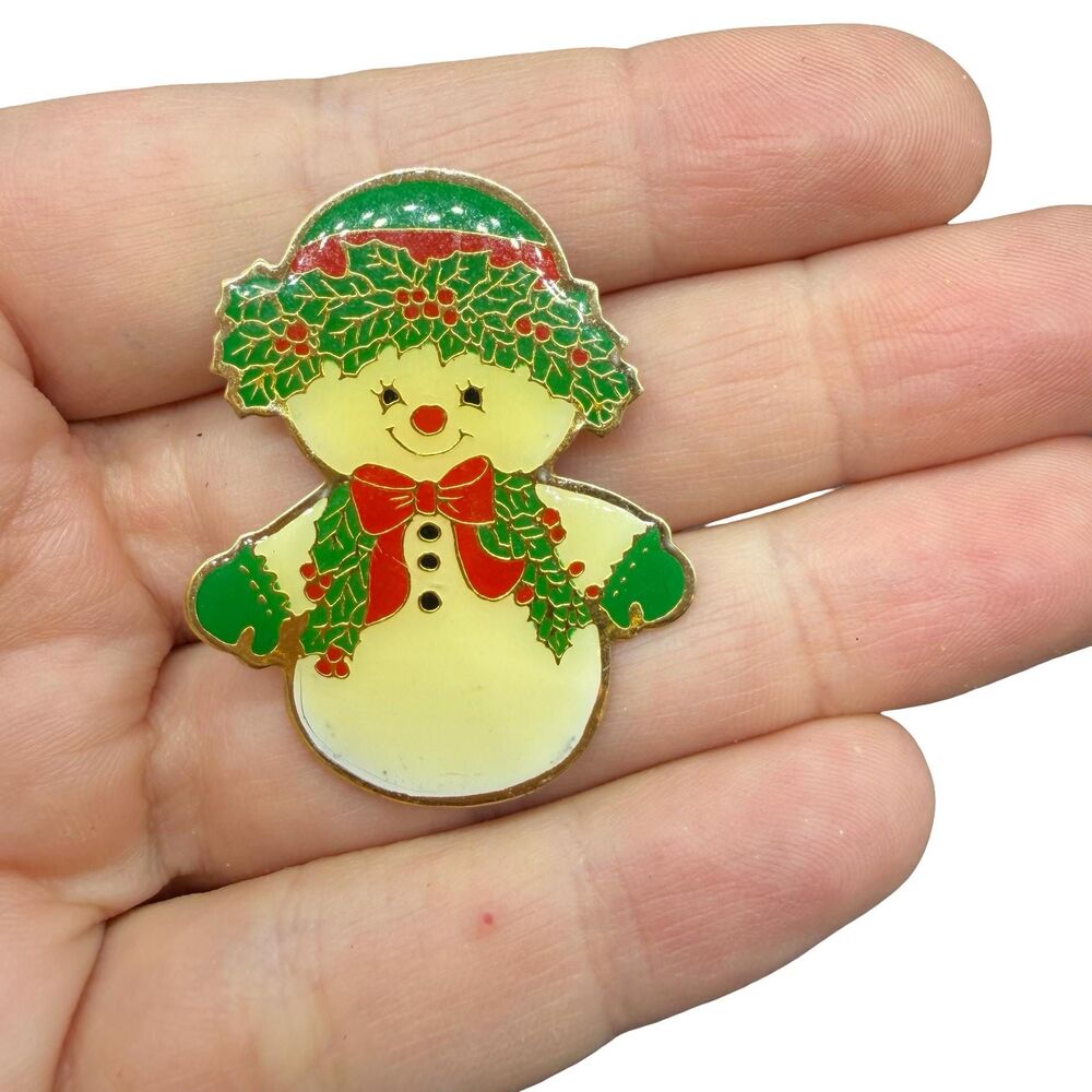 Vintage Cute Little Snowman Brooch Snowman Pin Winter Christmas Jewelry